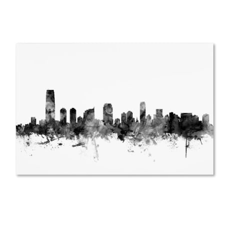 Michael Tompsett 'Jersey City NJ Skyline B&W' Canvas Art,12x19